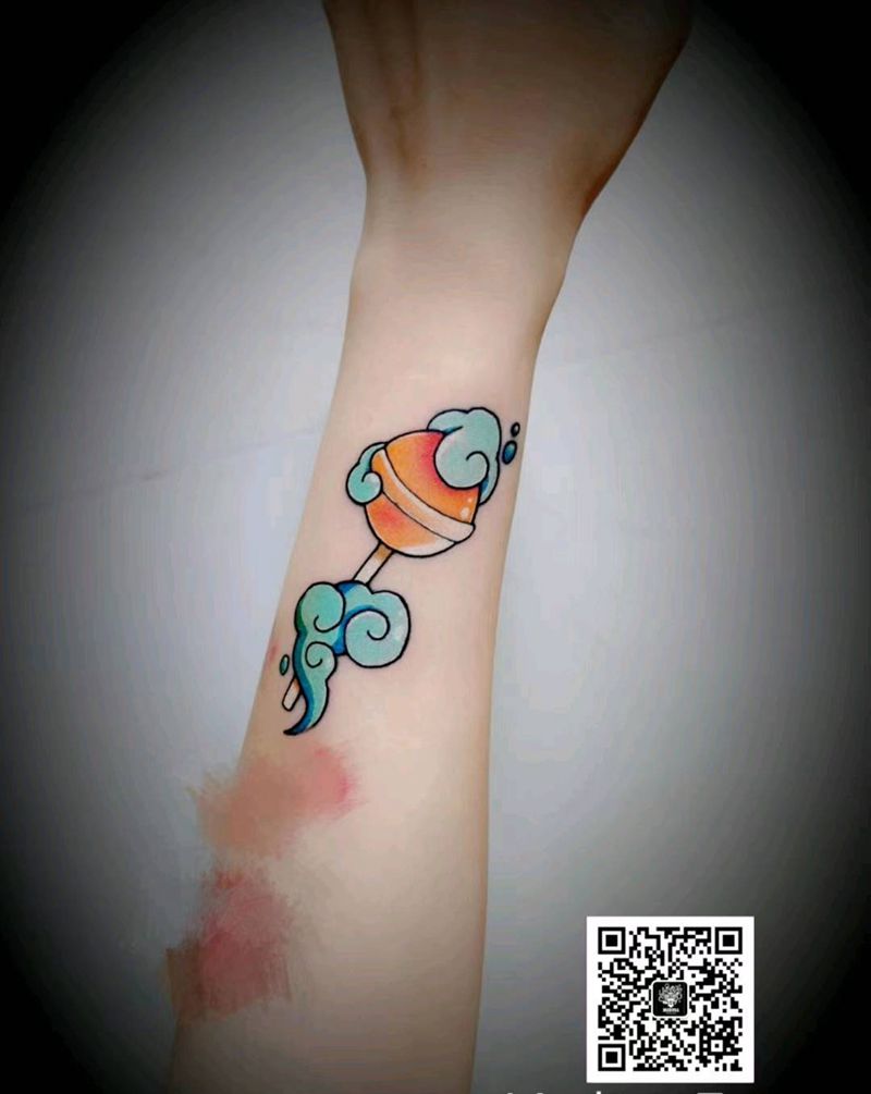 棒棒糖纹身图片_手臂New School纹身图案