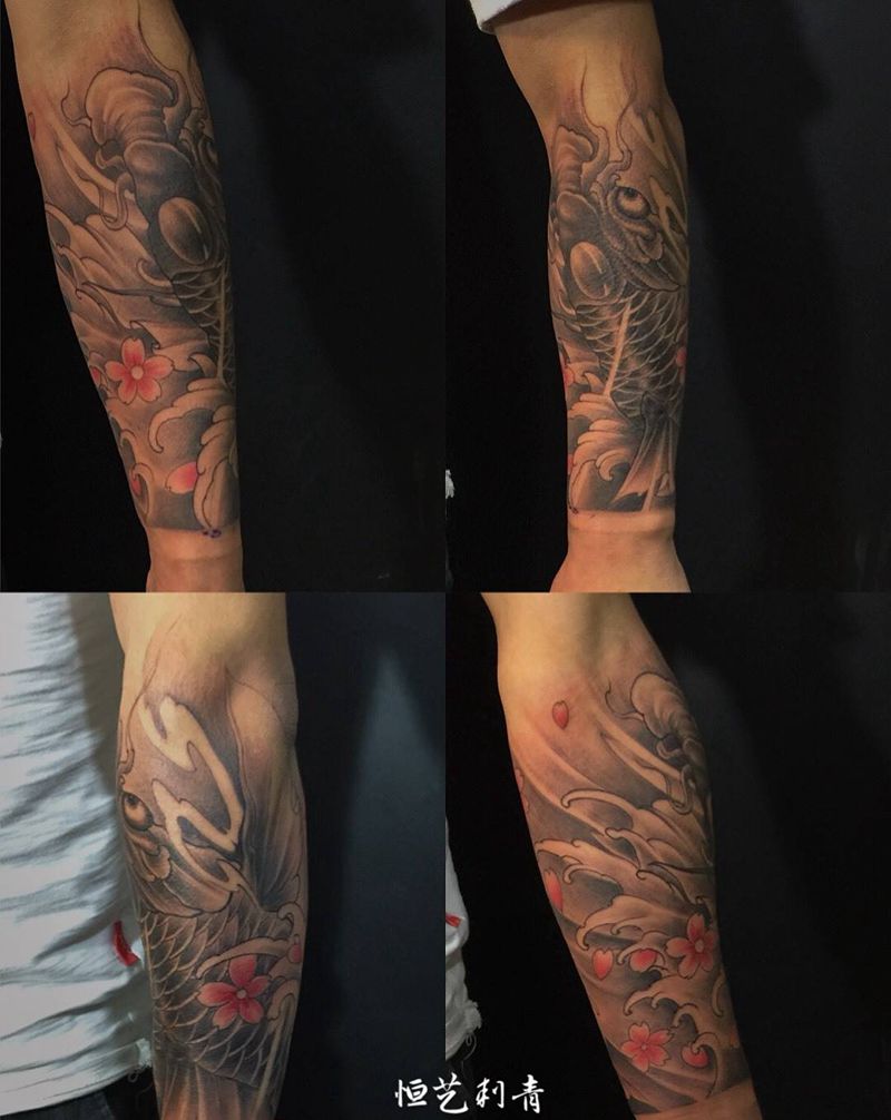 鲤鱼包小臂纹身图片