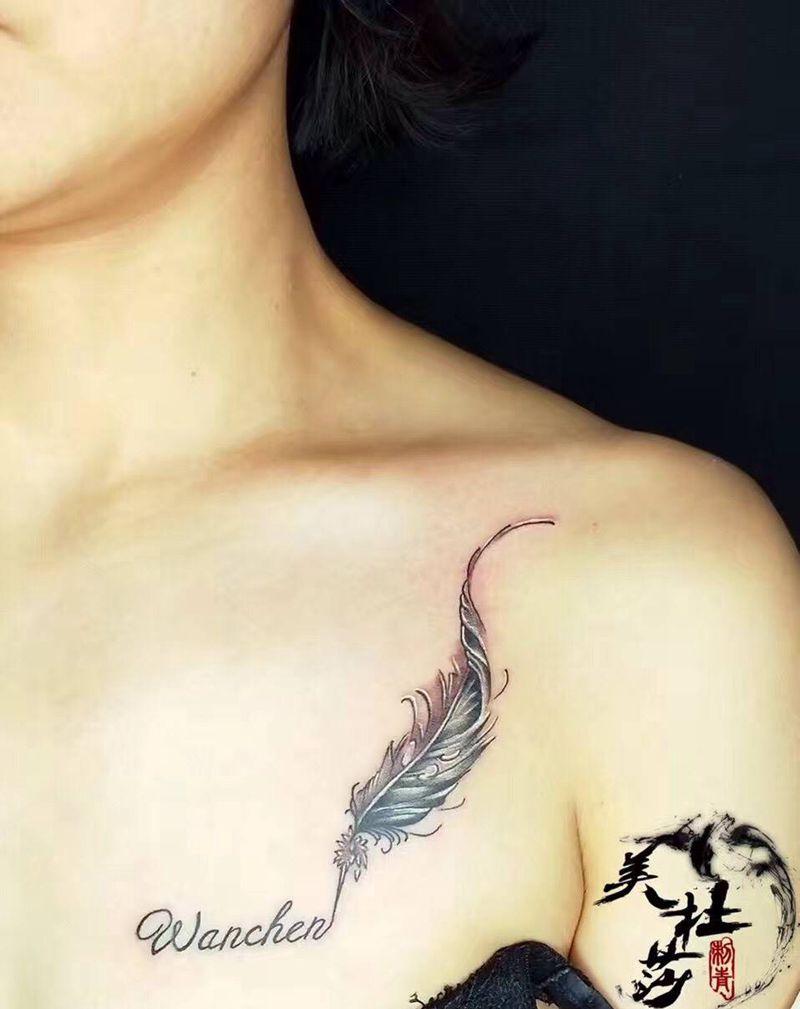 小清新。纹身图片_成品胸部清新字符动物原创纹身图案