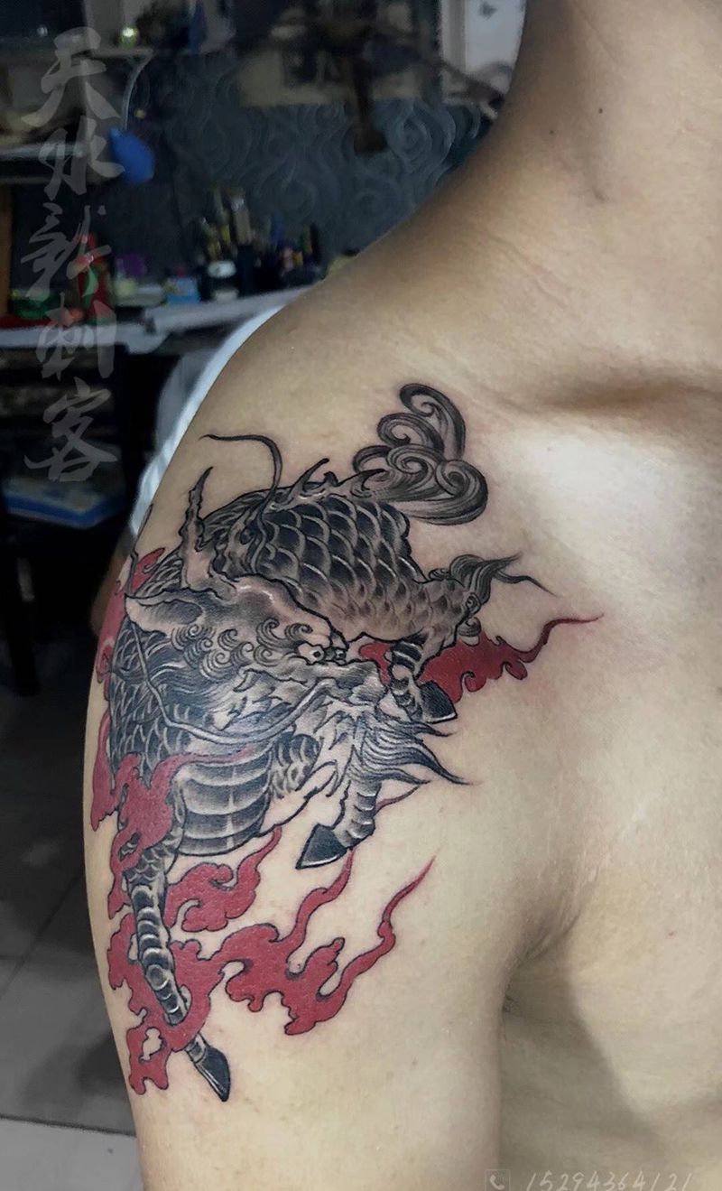 迷你小麒麟纹身图片