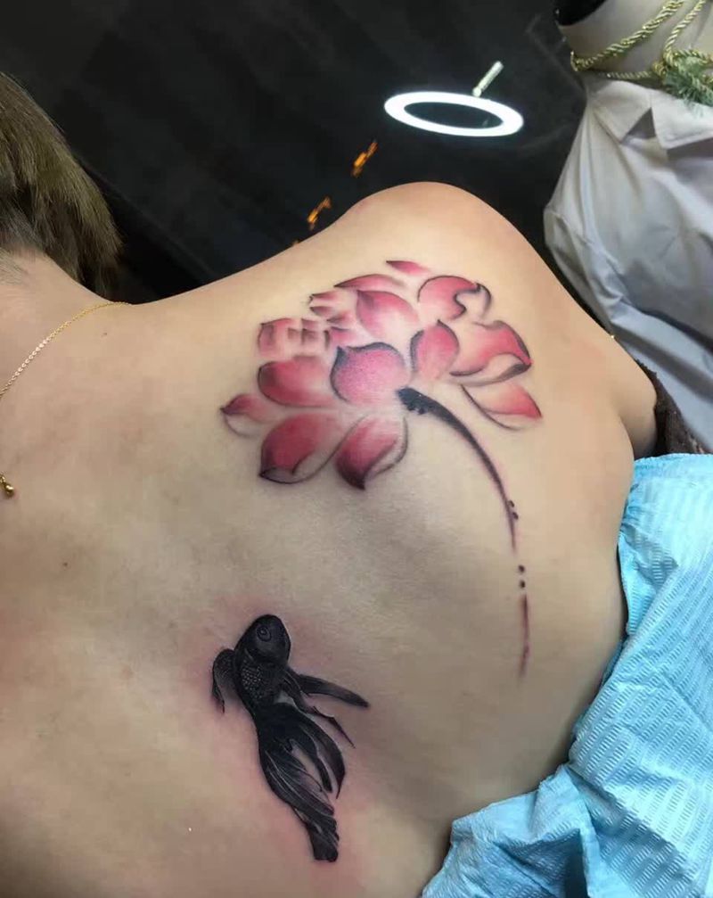 遮盖，荷花补色纹身图片