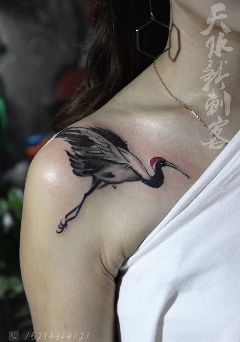 鹤纹身图片