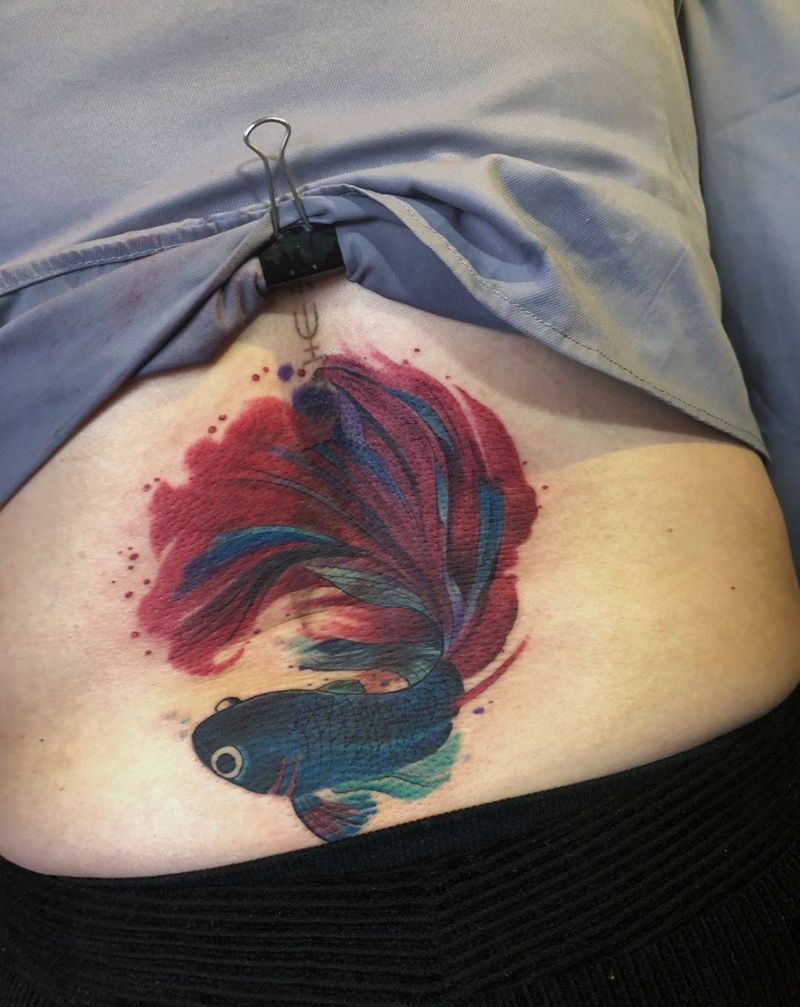 金鱼遮盖纹身图片