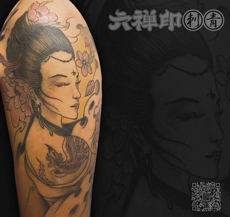 艺伎纹身图片_手臂老传统新传统纹身图案