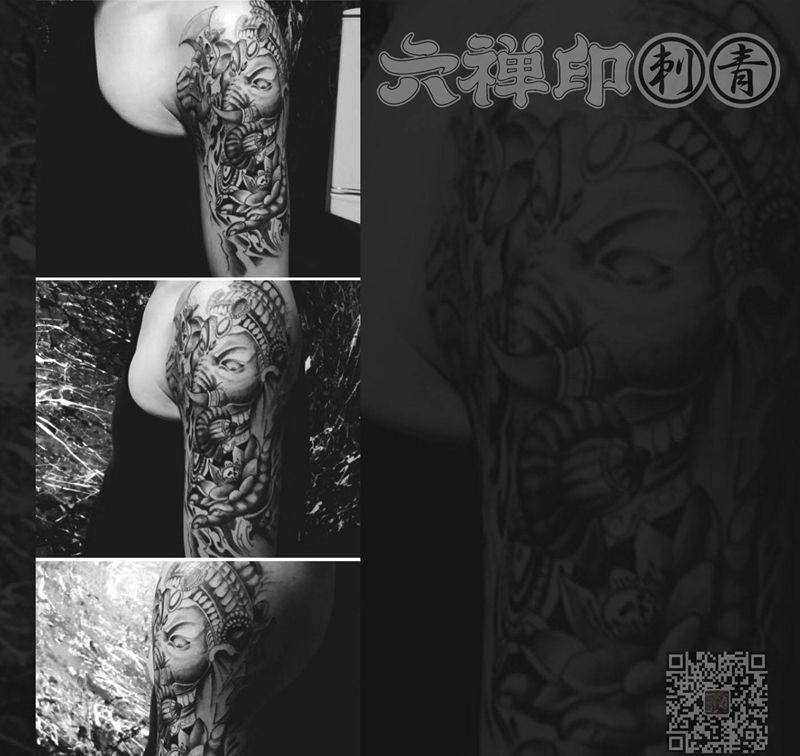 象神纹身图片_手臂新传统老传统纹身图案