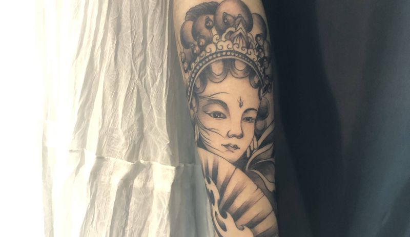 艺伎纹身图片_手臂新传统纹身图案