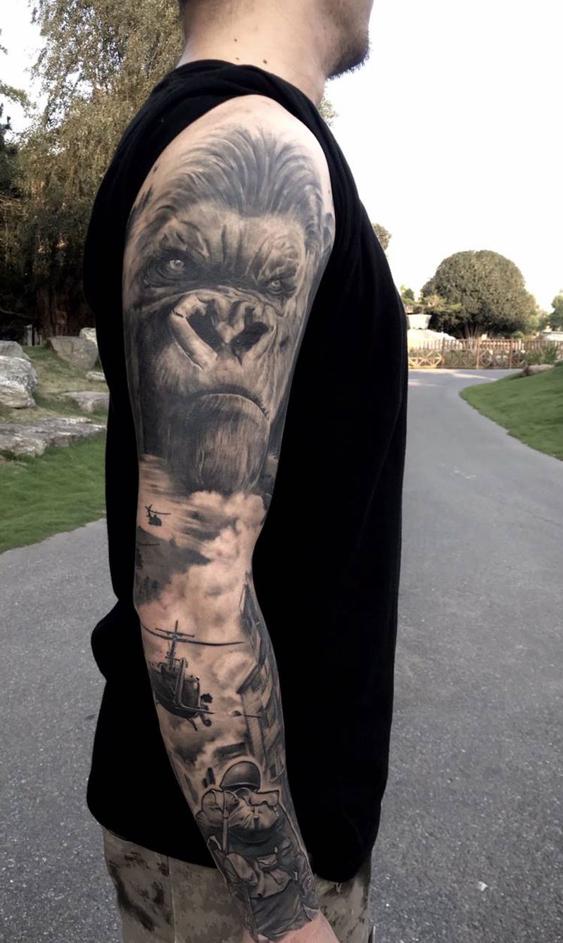 因果纹身图片_手臂欧美写实纹身图案