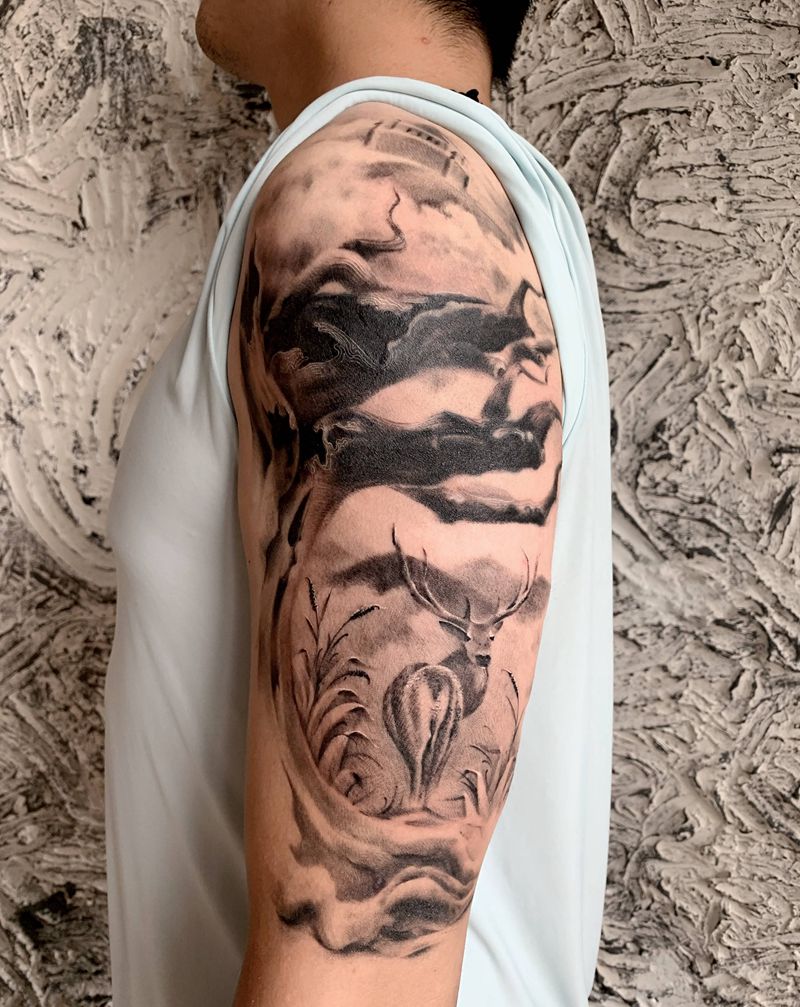遮盖图腾纹身图片_手臂欧美写实纹身图案