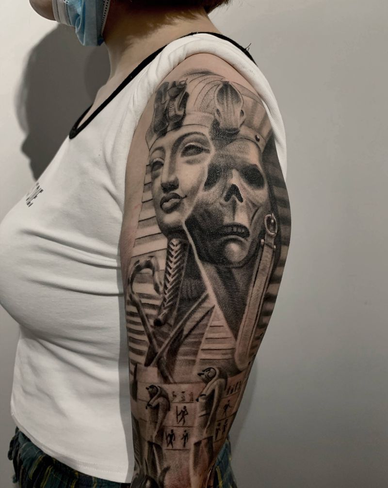 埃及纹身图片_手臂欧美写实纹身图案