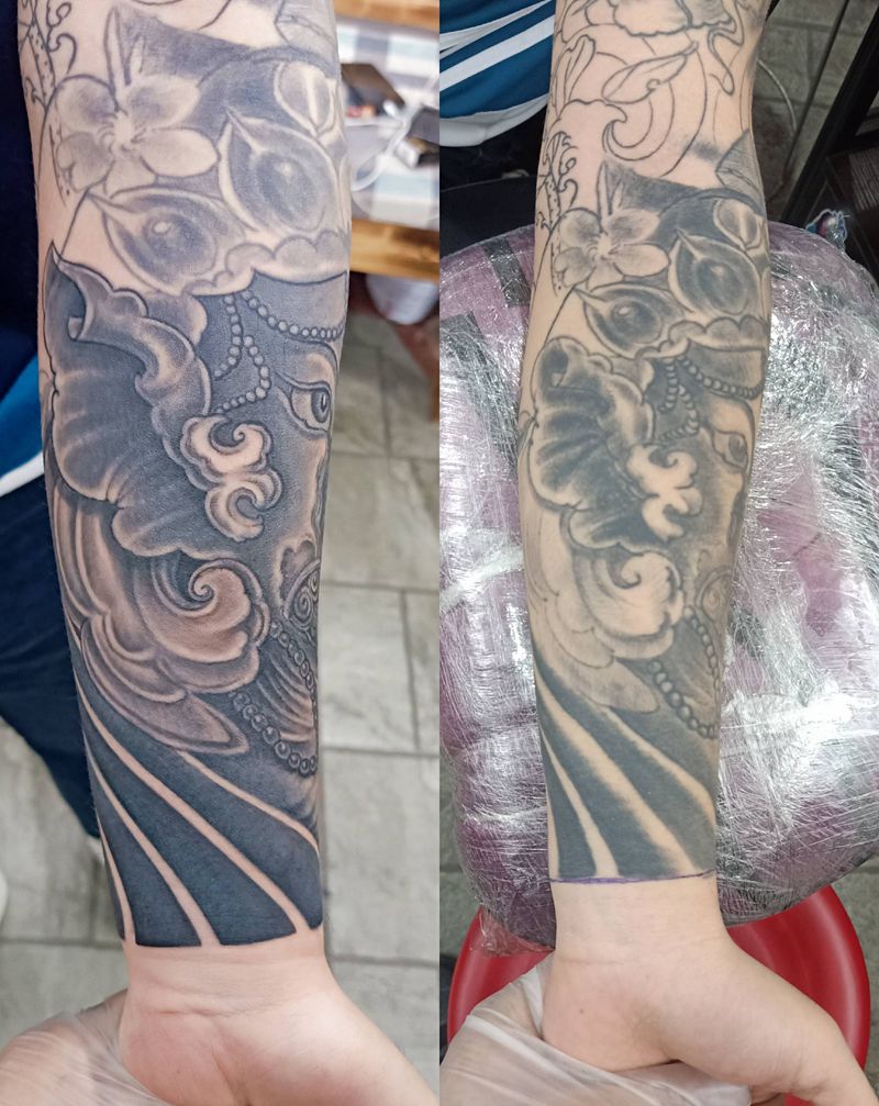 象神修改纹身图片_手臂纹身图案