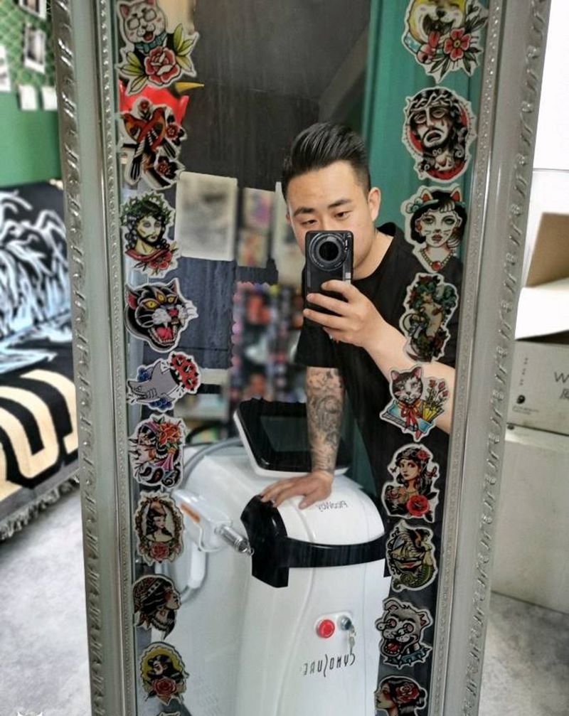 皮秒洗纹身机纹身图片_背部手臂老传统新传统洗机纹身图案