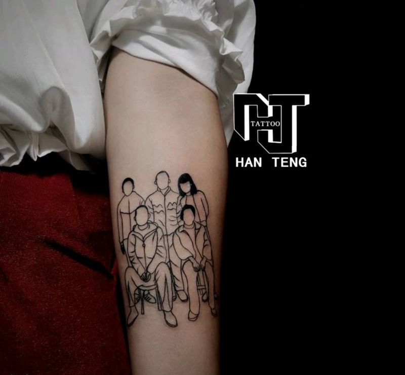 简笔画纹身图片_手臂图腾几何简笔画纹身图案