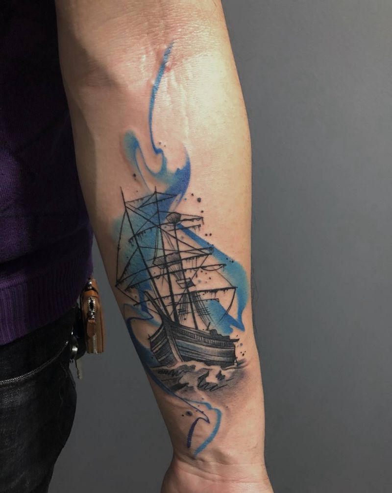 帆船纹身图片