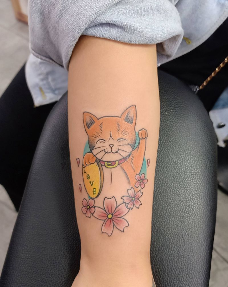 猫纹身图片_手臂纹身图案