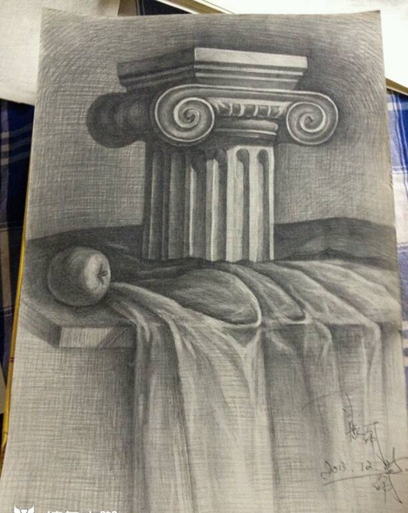 石膏罗马柱纹身图片