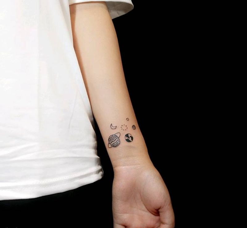 小清新纹身图片_手臂几何图腾小清新纹身图案