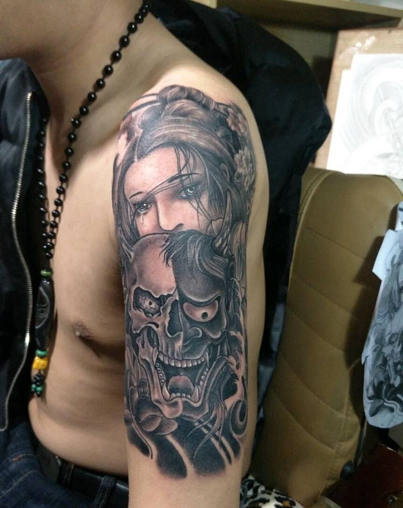 单色艺妓。。。纹身图片