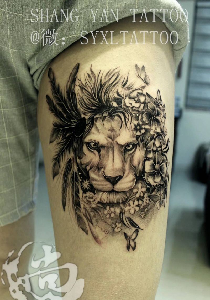 狮子纹身图片