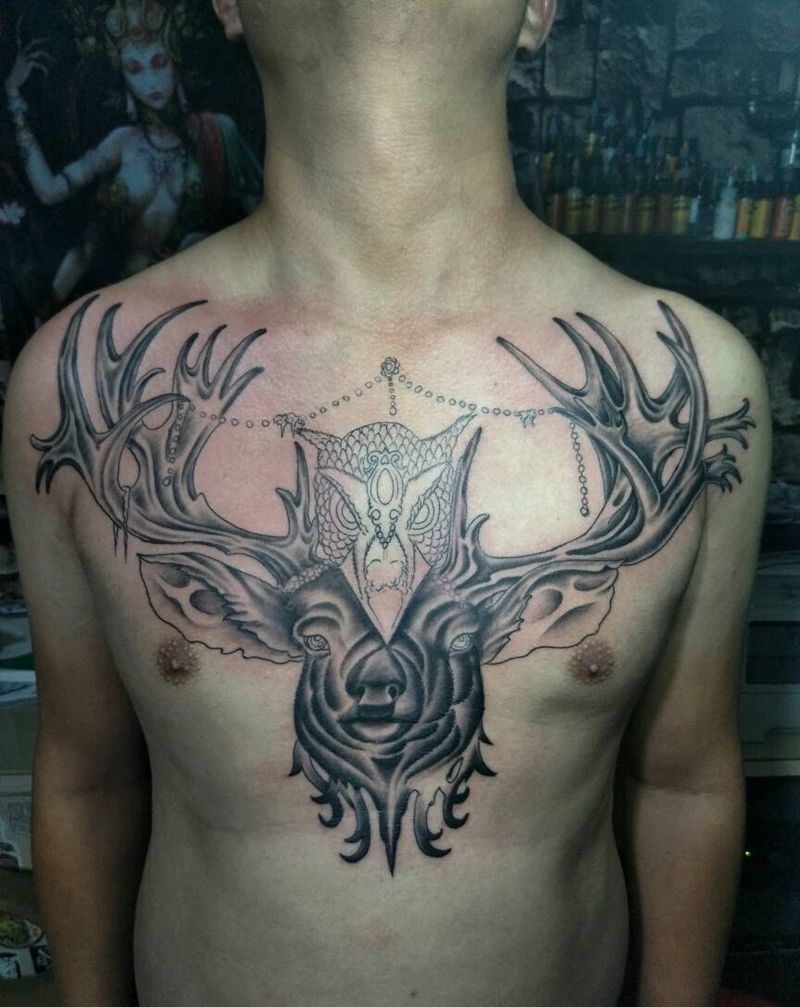 鹿鹿子未完纹身图片