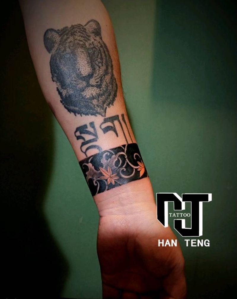 臂环纹身图片_手臂老传统新传统臂环纹身图案