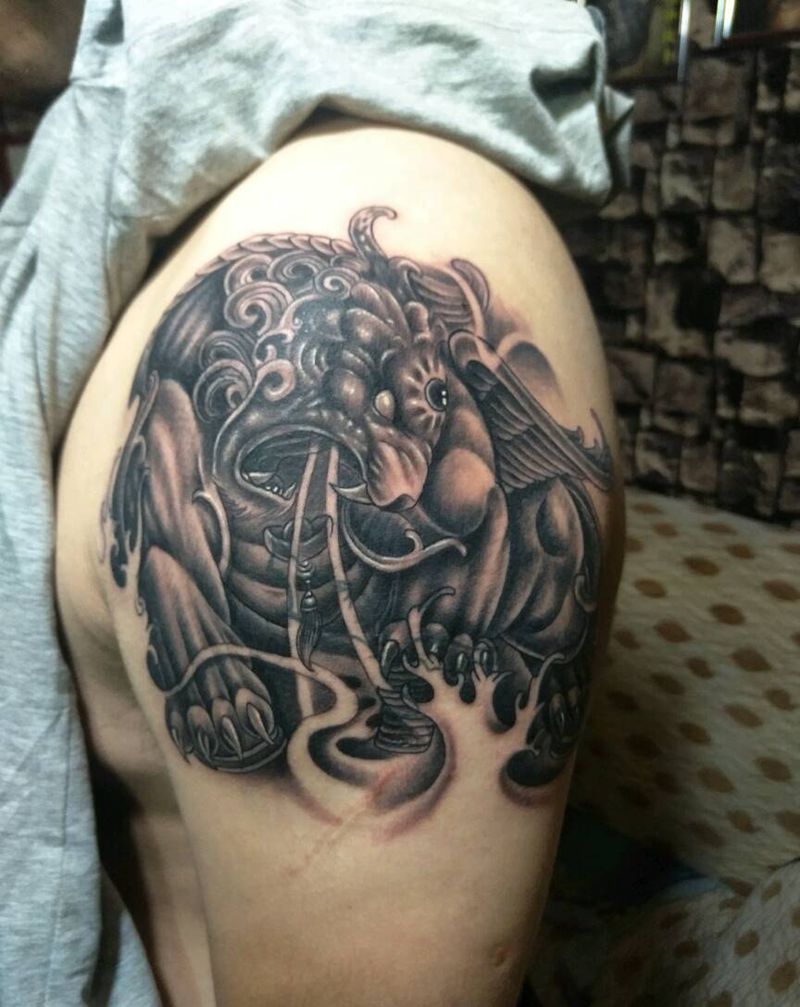 貔貅遮盖。。。。纹身图片