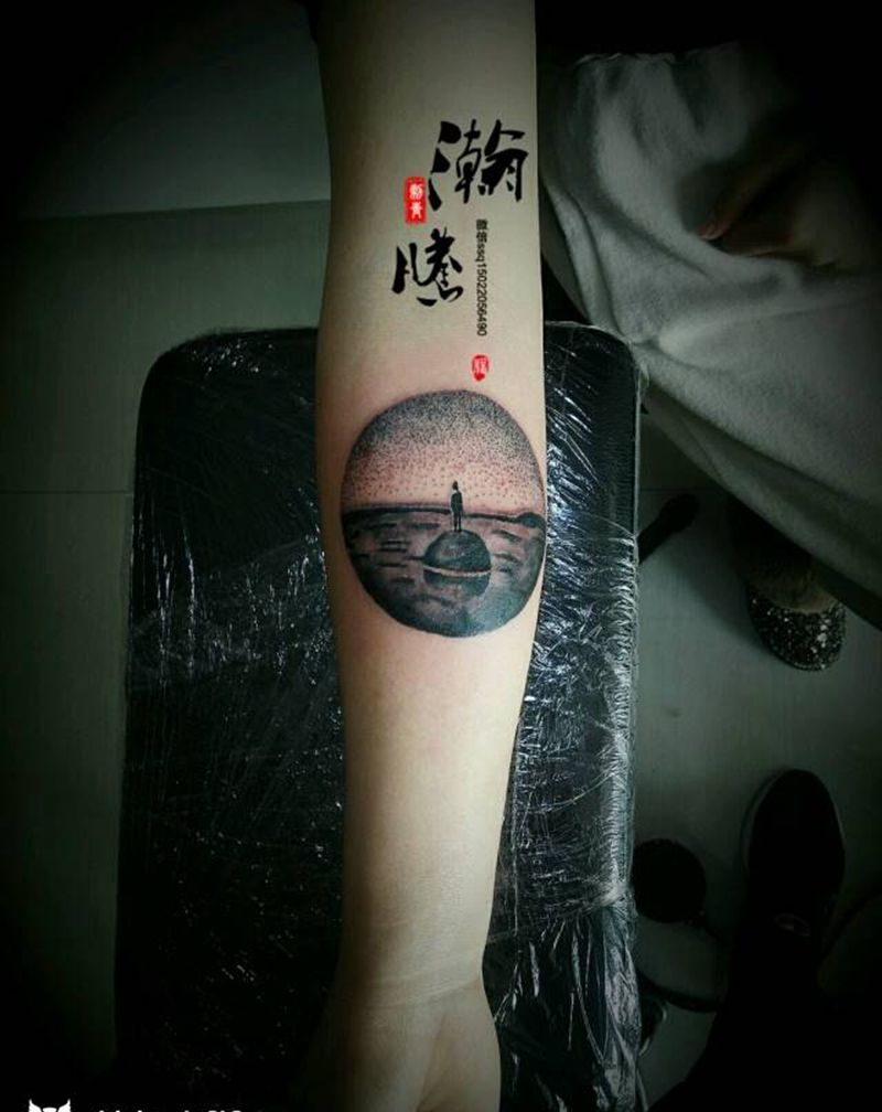 点刺小清新纹身图片_手臂清新几何图腾成品纹身图案