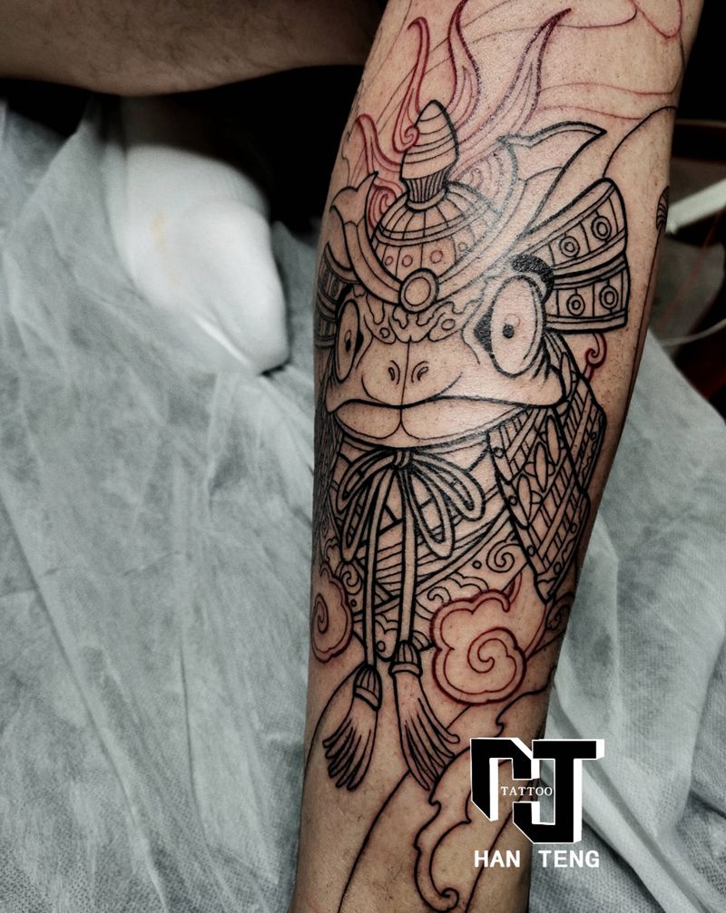 包小腿未完纹身图片_腿部新传统包小腿纹身图案