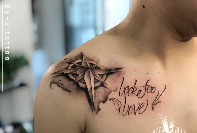 指南针纹身图片