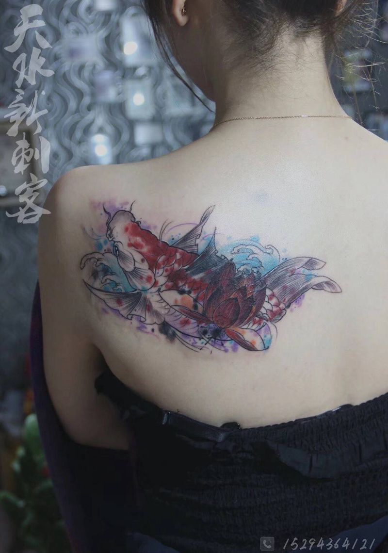 水彩遮盖纹身图片