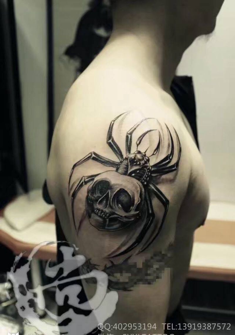 骷髅蜘蛛纹身图片