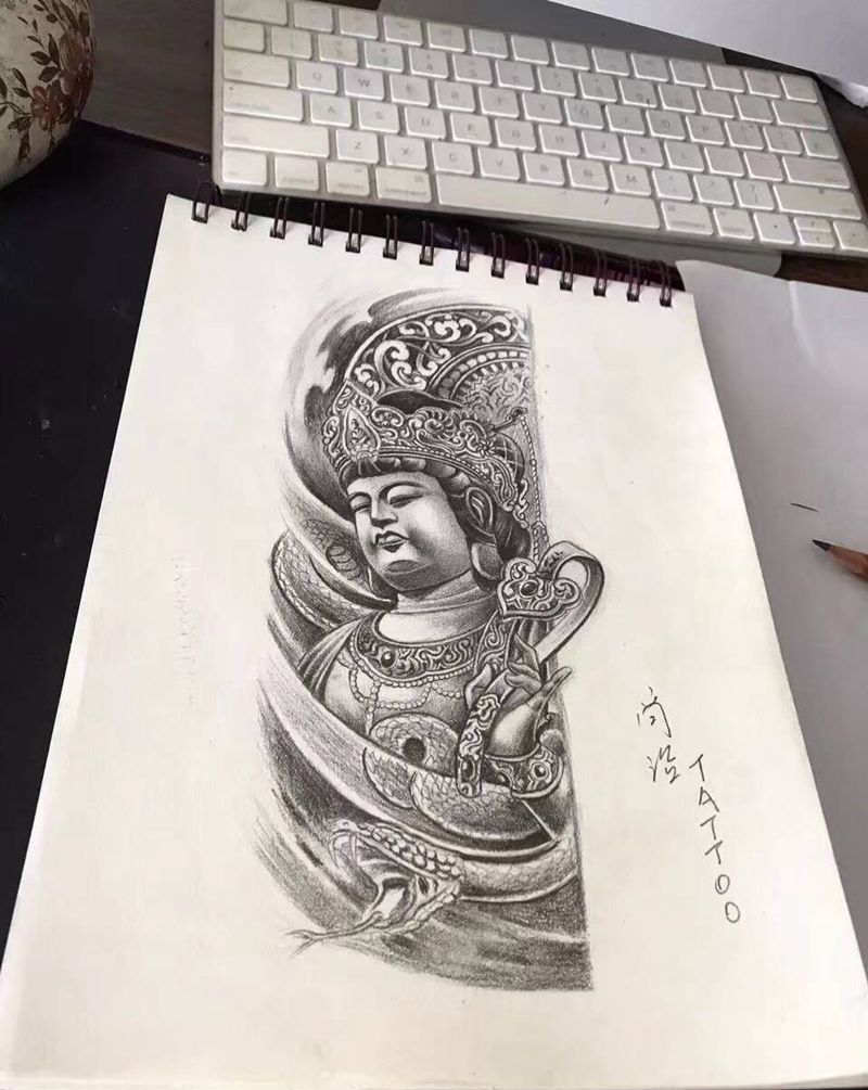 手稿佛纹身图片