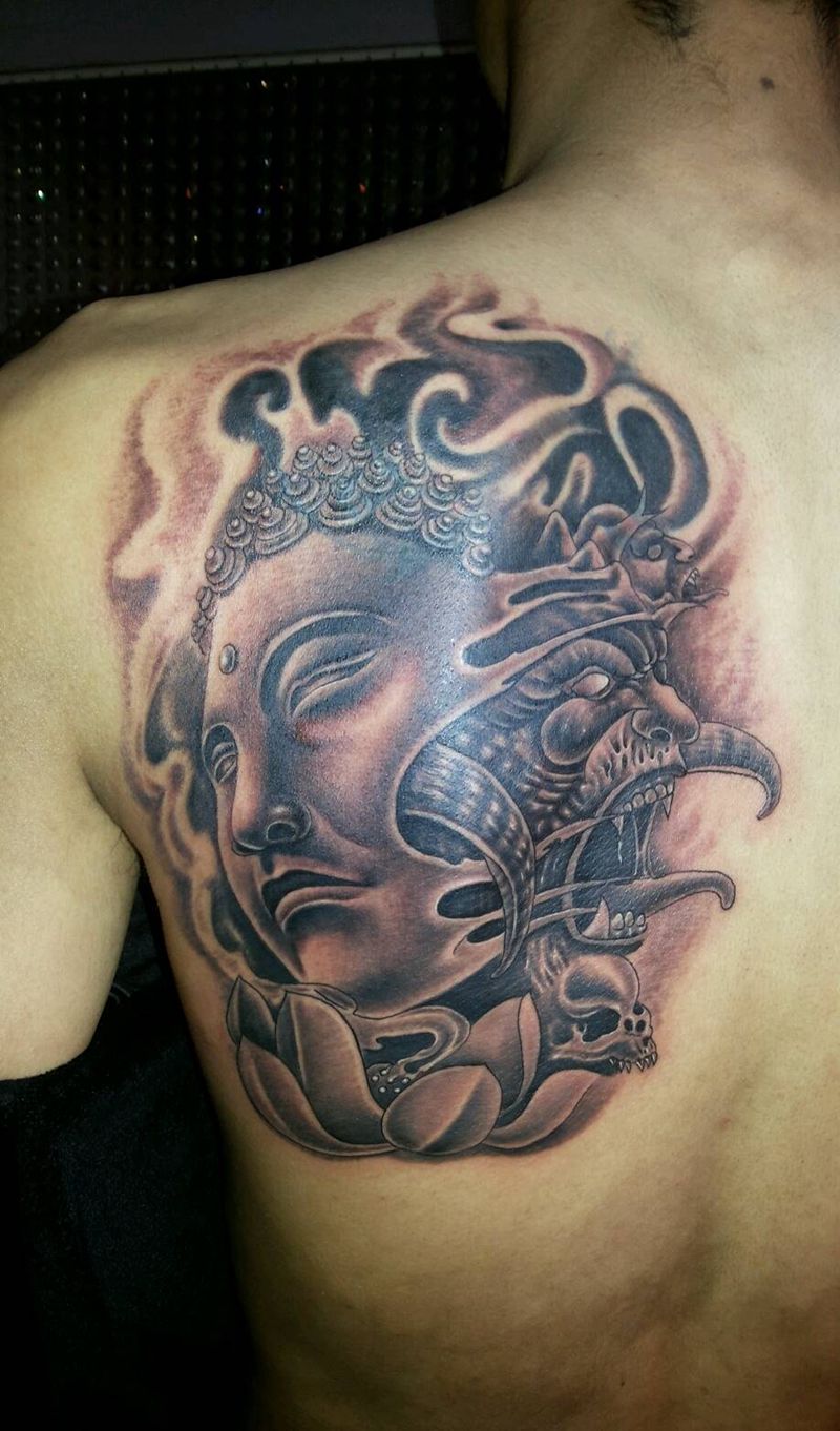 佛与魔纹身图片