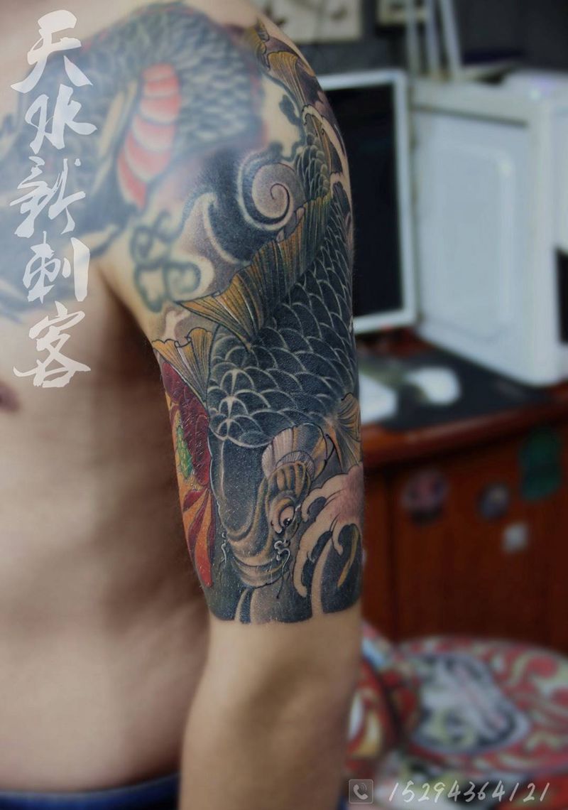 遮盖加接图纹身图片