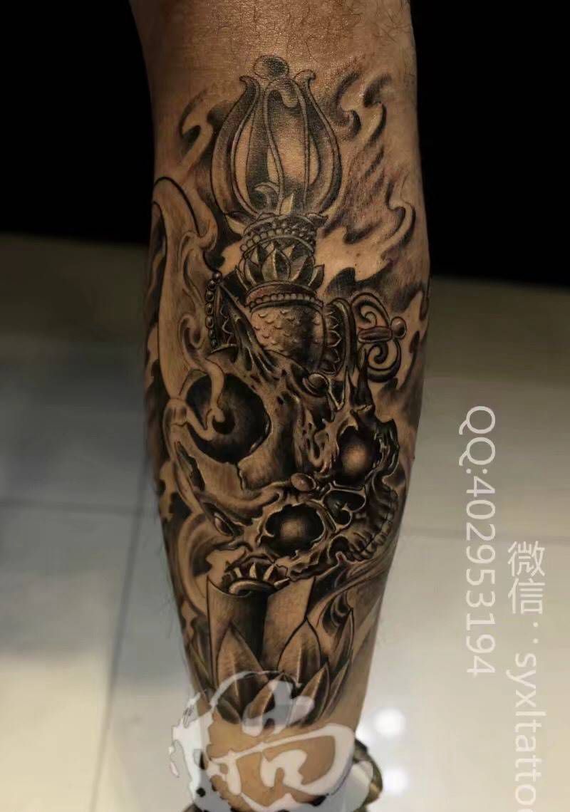 骷髅降魔纹身图片