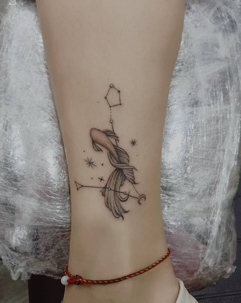 小鱼儿纹身图片_腿部纹身图案