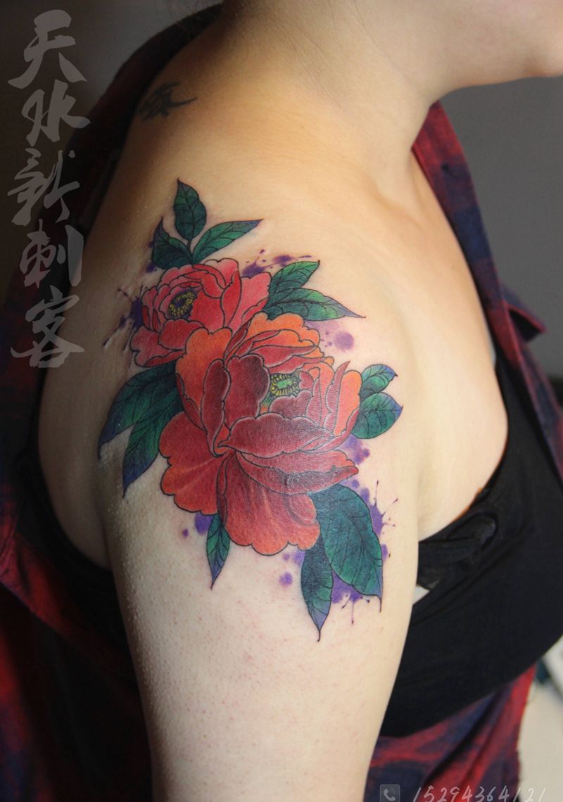 牡丹花纹身图片