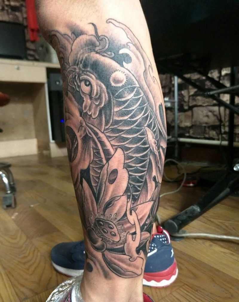 不到四小时完成的鲤鱼。。纹身图片