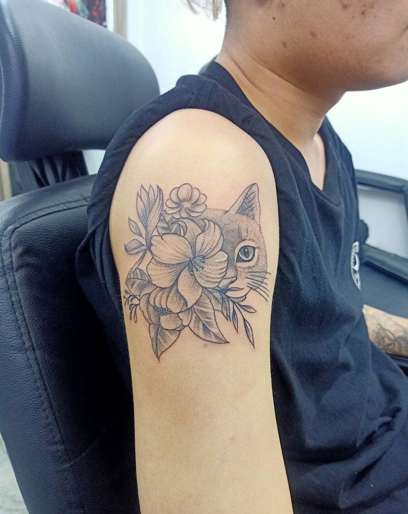 猫纹身图片_手臂纹身图案