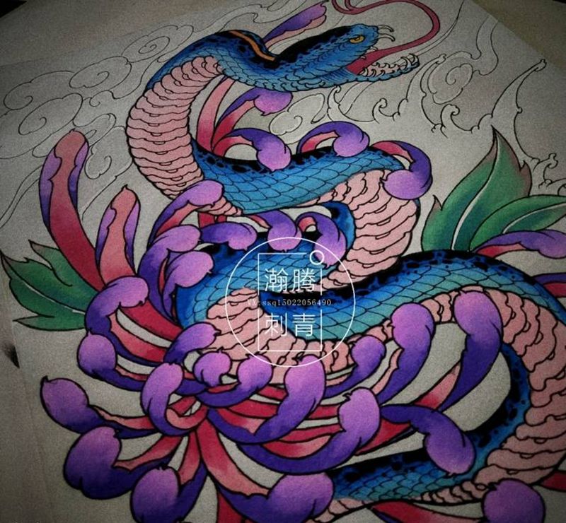 蛇手稿纹身图片_蛇手稿纹身图案