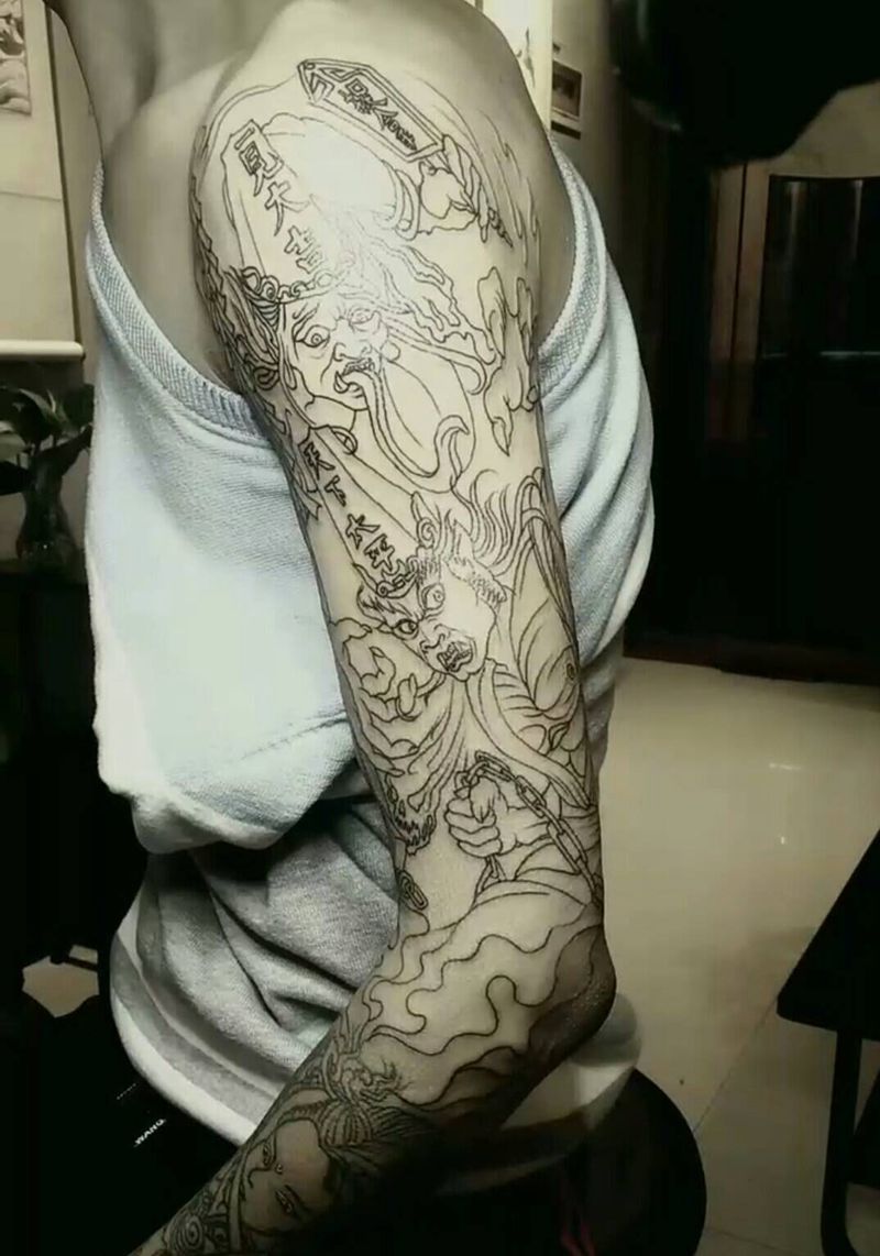 一见大吉，天下太平（下次上色）纹身图片