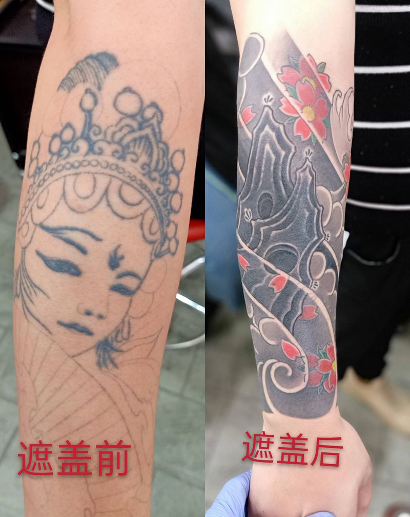 遮盖纹身图片_手臂老传统纹身图案