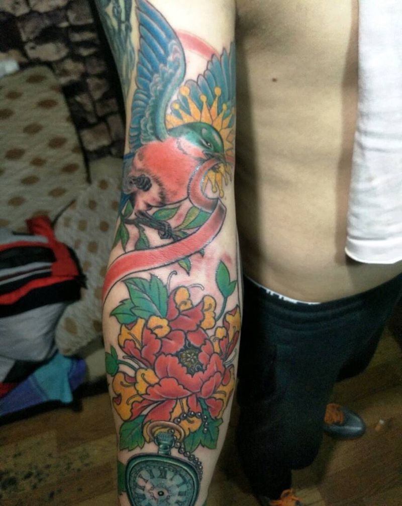 未完成的花臂纹身图片