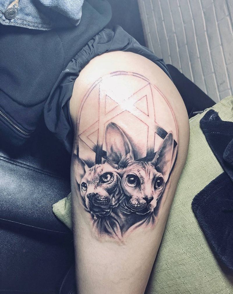 比鲁斯纹身图片_臀部欧美写实比鲁斯斯芬克斯基督教纹身图案