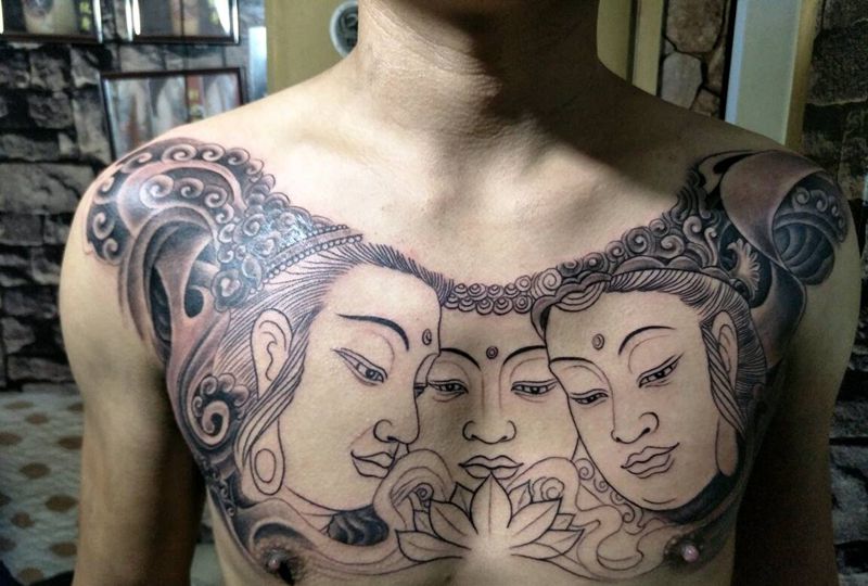 三面佛。。。纹身图片