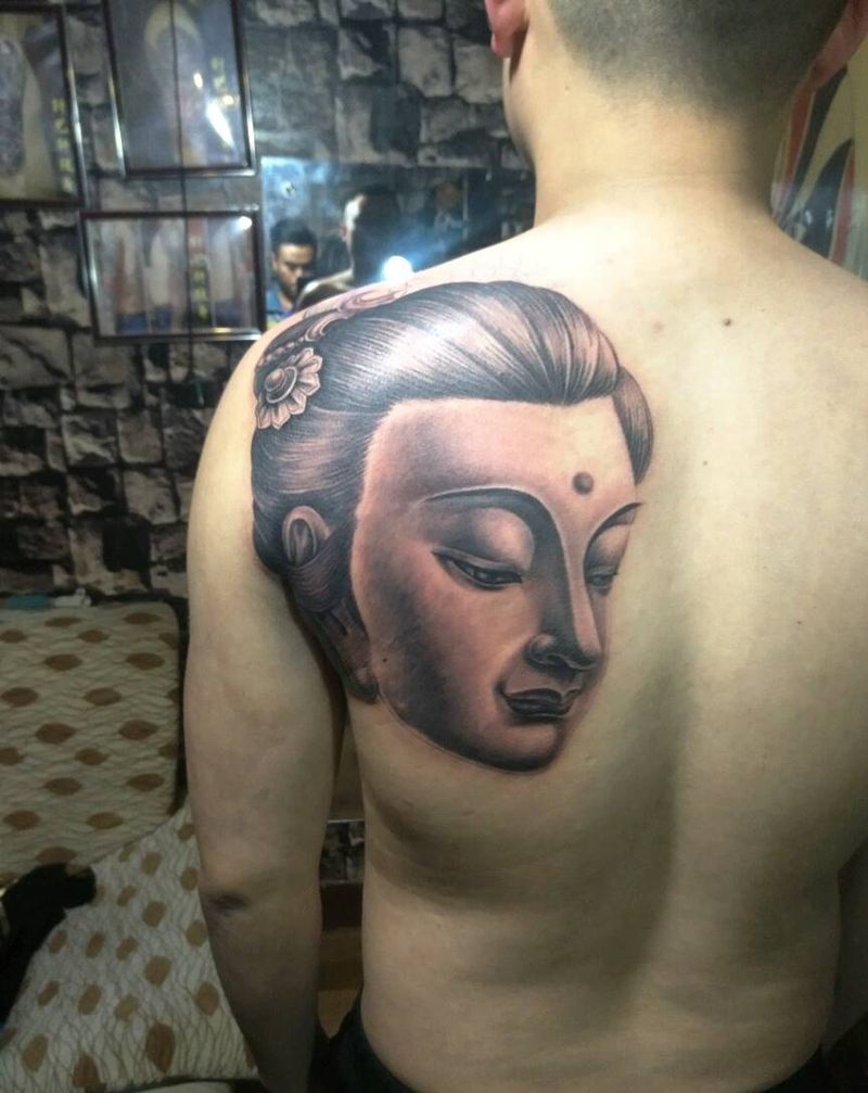 未完成的观音。。纹身图片