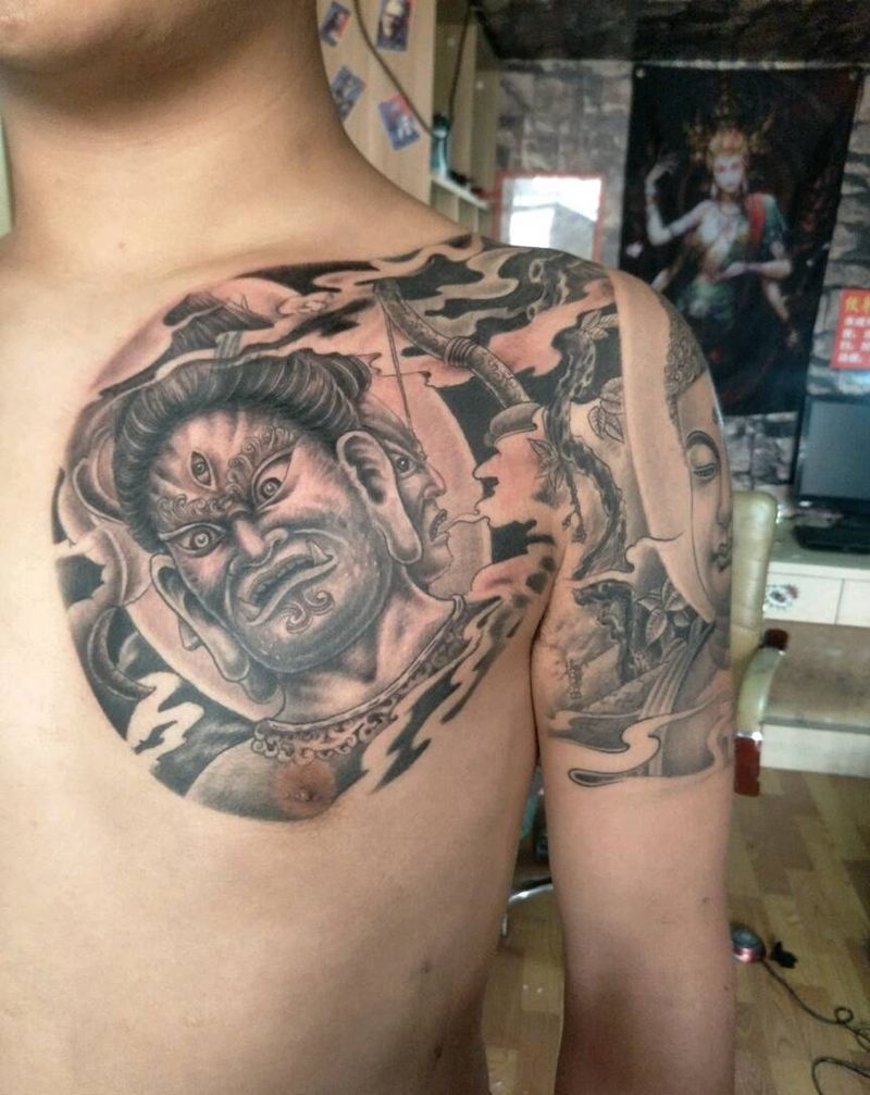 半甲竣工纹身图片