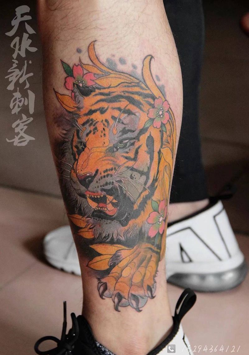 欧美虎头纹身图片