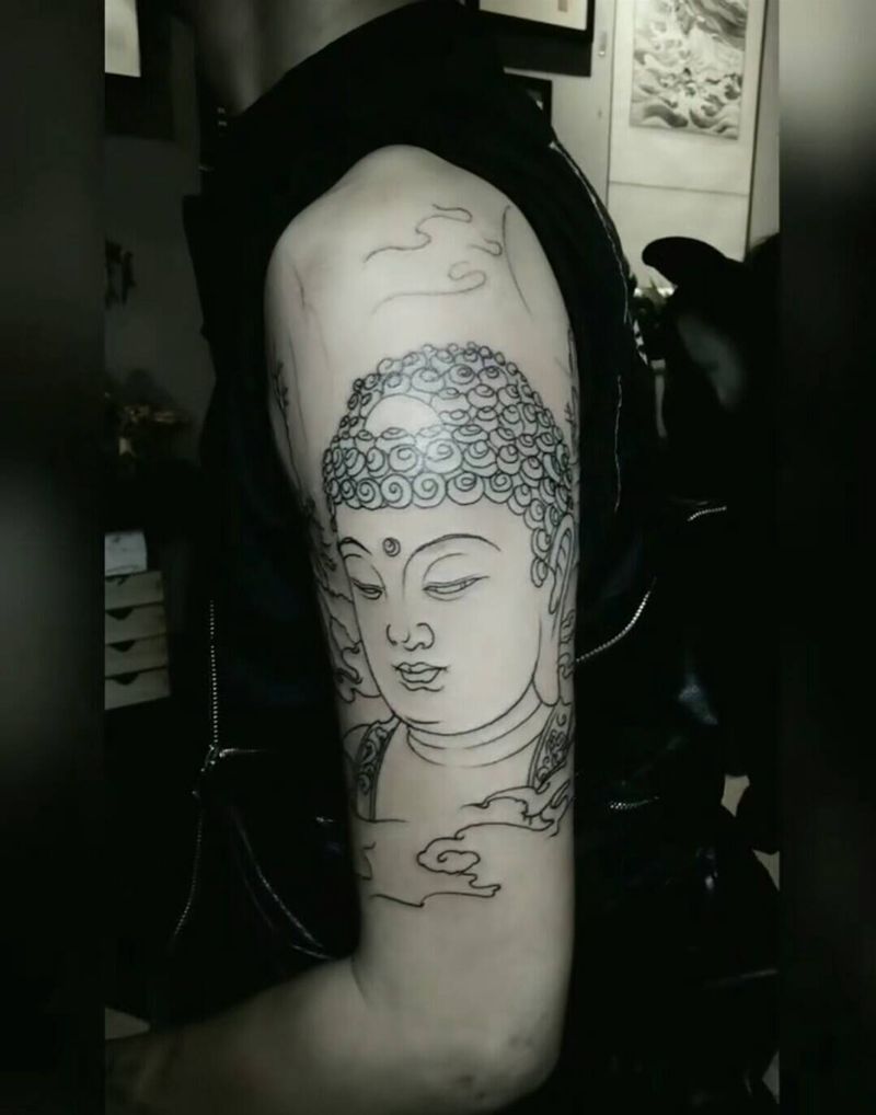 大日如来(线条)纹身图片