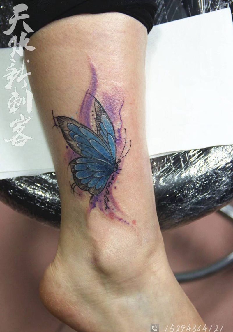 蝴蝶遮盖纹身图片