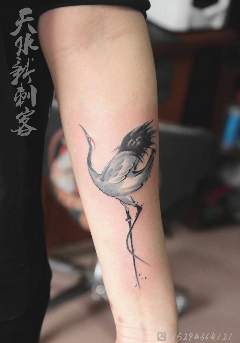 鹤纹身图片